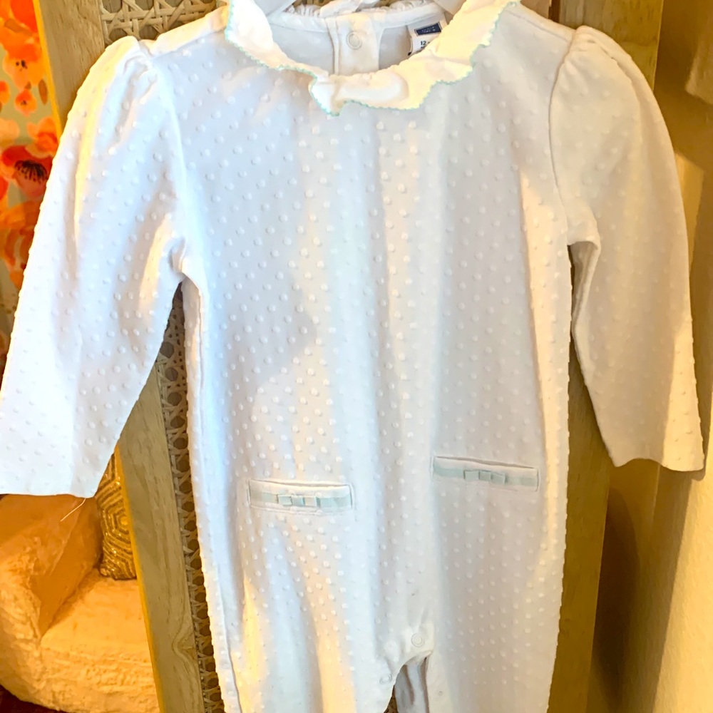 Janie & Jack Layette White Onesie Romper Size 12-18 Months